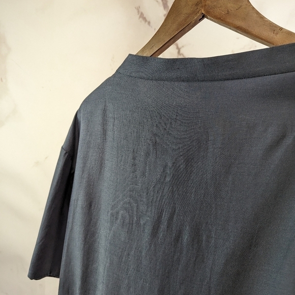 COS Dress Womens 4 Small Blue Shift Mock Neck Pockets Cupro Tunic Short Mini - Picture 10 of 11